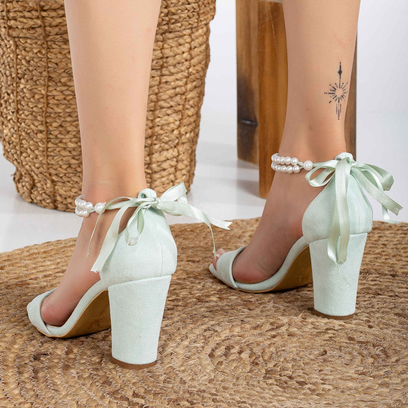 Forever and Always Shoes Melissa - Mint Green Sandals with Pearls