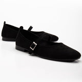 Immaculate Vegan - Emilie Vegan Suede Mary Jane Flats | Black