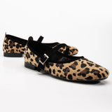 Immaculate Vegan - Prologue Shoes Emilie Vegan Suede Mary Jane Flats | Leopard