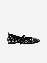 Immaculate Vegan - Emilie Vegan Suede Mary Jane Flats | Studded Crystal