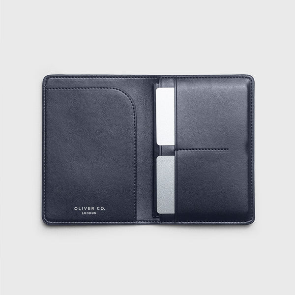 Oliver Co. London Bramley Apple Leather & Wood Leather Vegan Passport Holder | Black