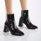 Immaculate Vegan - Prologue Shoes Lilith - Black Crocodile Ankle Boots