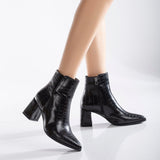 Immaculate Vegan - Prologue Shoes Lilith - Black Crocodile Ankle Boots