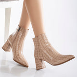 Immaculate Vegan - Prologue Shoes Lilith - Cream Crocodile Ankle Boots