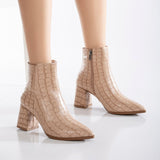 Immaculate Vegan - Prologue Shoes Lilith - Cream Crocodile Ankle Boots