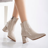 Immaculate Vegan - Prologue Shoes Lilith - Beige Crocodile Ankle Boots