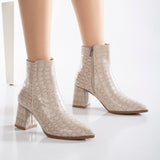 Immaculate Vegan - Prologue Shoes Lilith - Beige Crocodile Ankle Boots