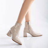 Immaculate Vegan - Prologue Shoes Lilith - Beige Crocodile Ankle Boots