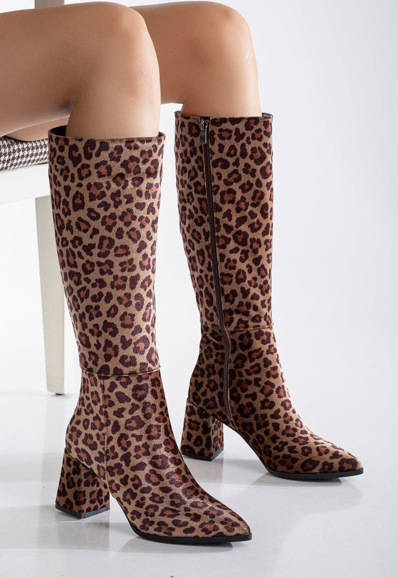 Prologue Shoes Liza - Leopard Print Knee High Boots