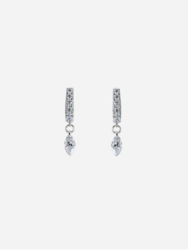 Illuminess™ Sterling Silver Floating Moissanite Huggies | Silver
