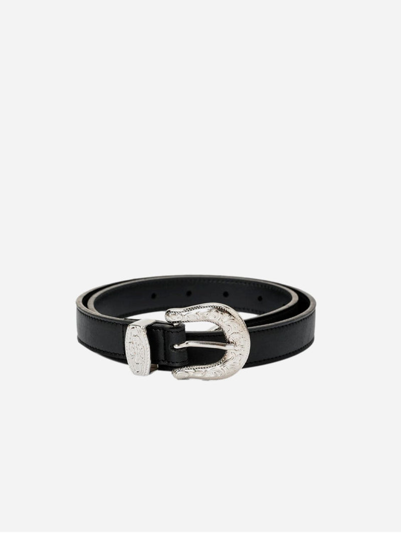 Solari Milano Women’s Vegan Leather Rock Buckle Belt | Black 80 cm