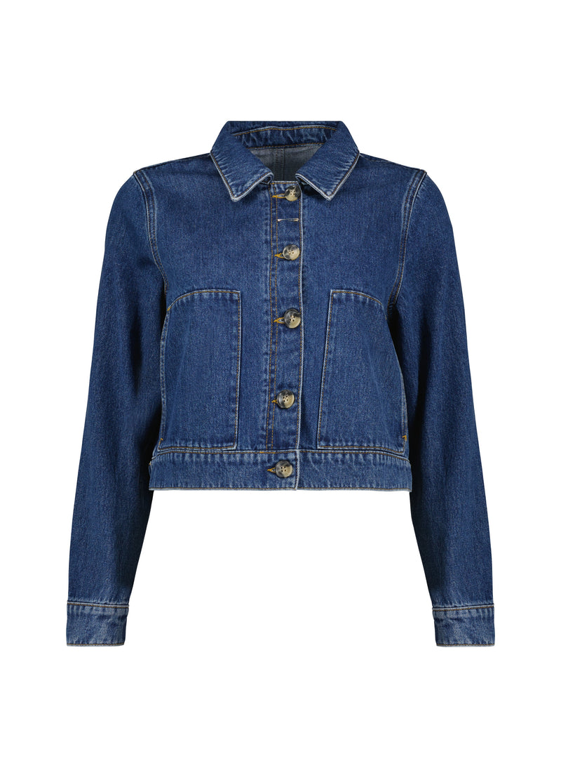 Kristi Organic Cotton Cropped Denim Jacket | mid Wash Indigo