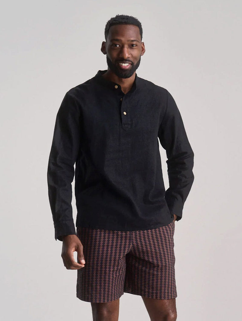 KOMODO Jerry Men's Organic Linen Cotton Shorts | Brown Stripe