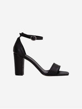 Immaculate Vegan - Forever and Always Shoes Jess Open Toe Block Vegan Heels | Black