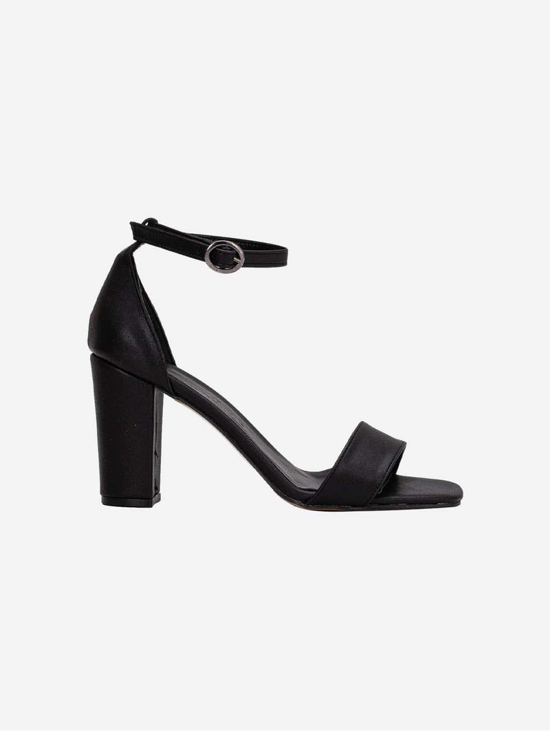 Forever and Always Shoes Jess Open Toe Block Vegan Heels | Black