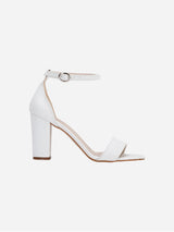 Immaculate Vegan - Forever and Always Shoes Jess Vegan Leather Open Toe Block Wedding Heels | White White / UK3 / EU36 / US5.5