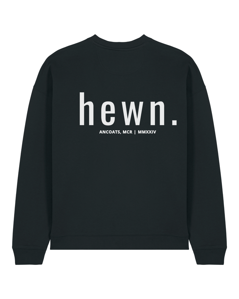 hewn. Mens Organic Cotton Signature Oversized Sweatshirt in Jet Black