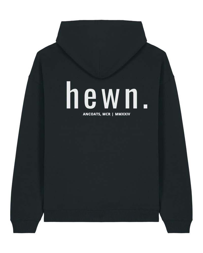 hewn. Mens Organic Cotton Signature Oversized Hoodie in Jet Black