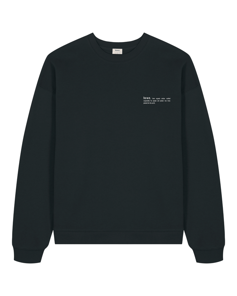 hewn. Mens Organic Cotton Signature Oversized Sweatshirt in Jet Black