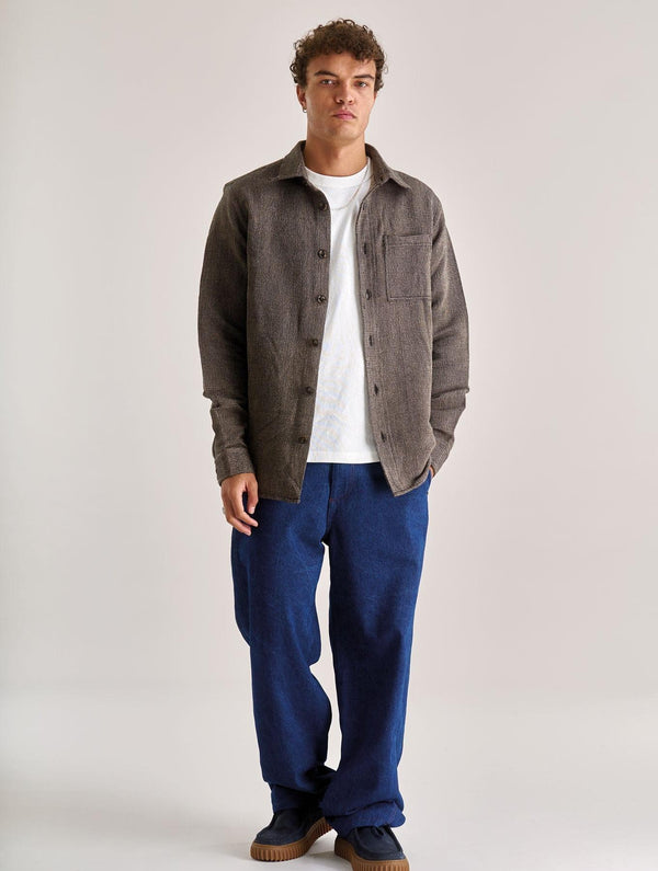 Men's Shanti Hand Woven Cotton Over Shirt | Brown