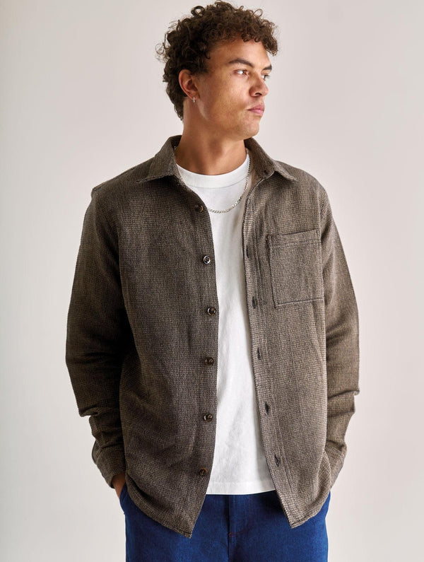 Men's Shanti Hand Woven Cotton Over Shirt | Brown