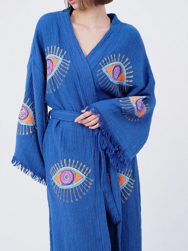 Luna Handmade Cotton Kimono | Blue