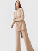 Immaculate Vegan - Mila.Vert Knitted Organic Cotton Long Trousers | Sand