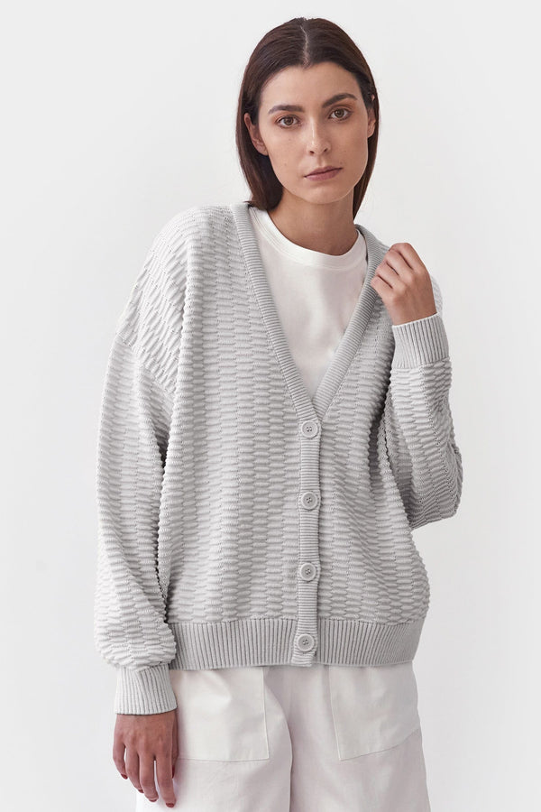 Mila.Vert Knitted relief button-down cardigan