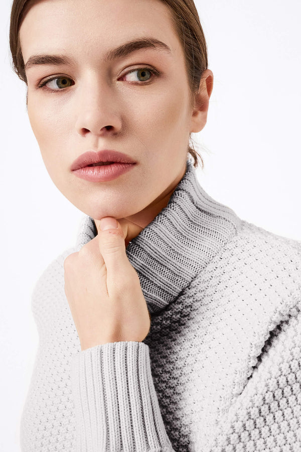 Mila.Vert Knitted Organic Cotton Rice Cubes Jumper | Light Grey