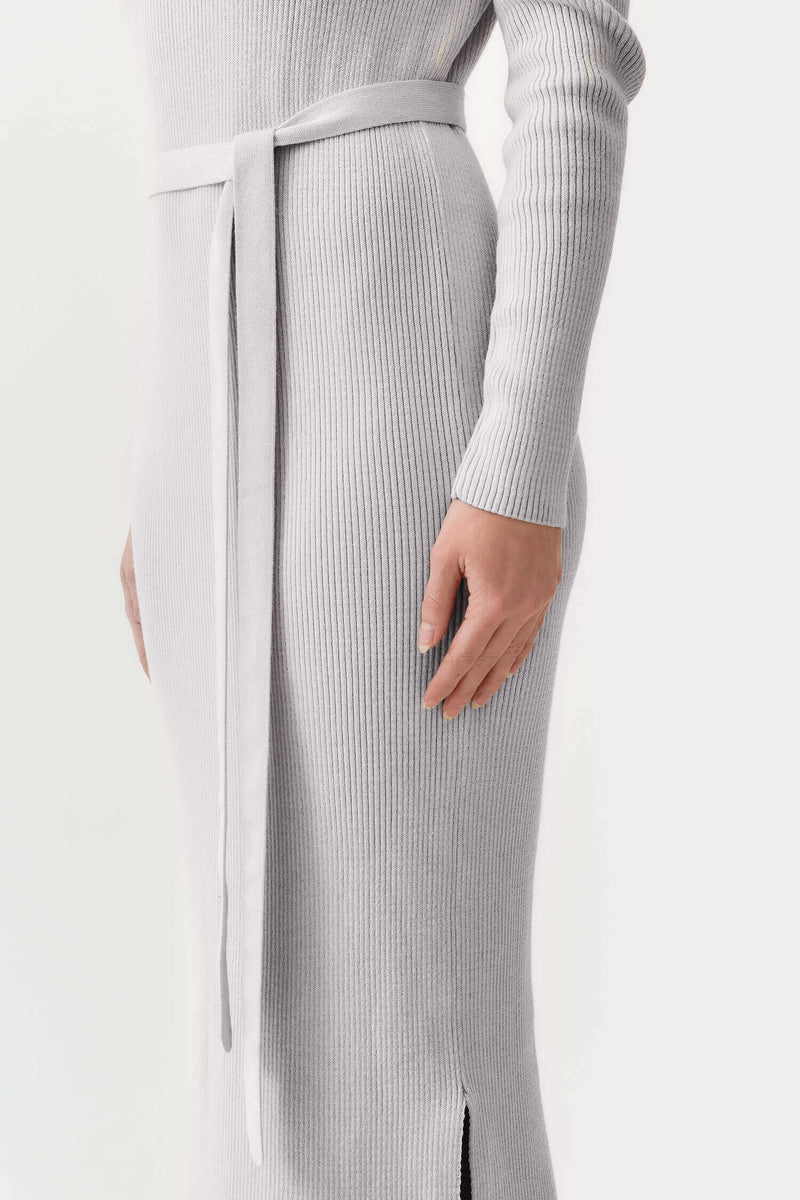 Mila.Vert Knitted long-sleeved boat neck dress