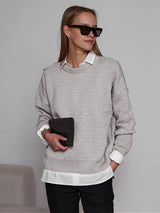 Immaculate Vegan - Mila.Vert Knitted Organic Cotton Triangle Jumper | Light Grey XS-M / Light grey