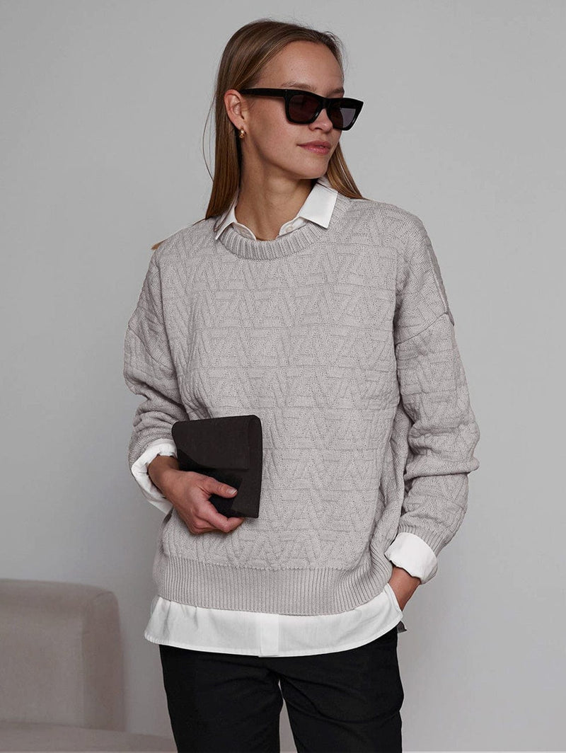 Mila.Vert Knitted Organic Cotton Triangle Jumper | Light Grey XS-M / Light grey