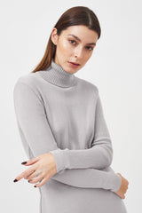 Immaculate Vegan - Mila.Vert Knitted Organic Cotton Turtleneck Jumper | Light Grey XS / Light Grey