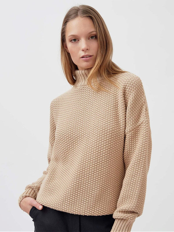 Mila.Vert Knitted Organic Cotton Rice Cubes Jumper | Sand