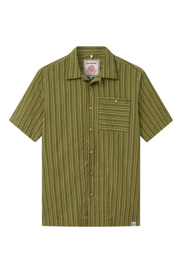 KOMODO SPINDRIFT - Organic Cotton Shirt - Green Stripe