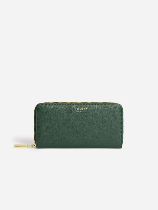 LaBante London Serene Vegan Leather Zip Around Wallet | Forest Green