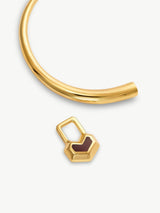 Immaculate Vegan - Under Her Eyes DARYL CHARM SMALL HOOPS <br> 18k Gold Plated - Red Tiger Eye Gold / 18k Gold Plated Silver