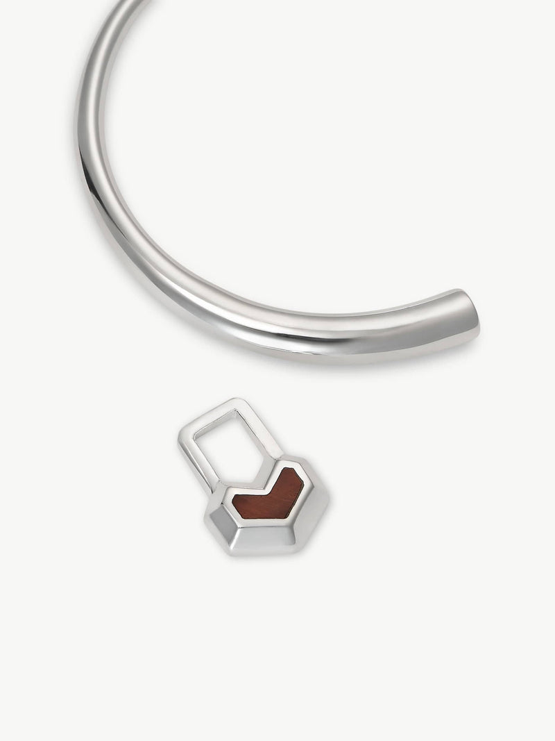 Under Her Eyes DARYL CHARM SMALL HOOPS <br> Sterling Silver - Red Tiger Eye Silver / Silver