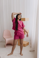 Immaculate Vegan - Laume Linen Jaunatis Women's Linen Pyjama Set | Multiple Colours Berry Pink / XS