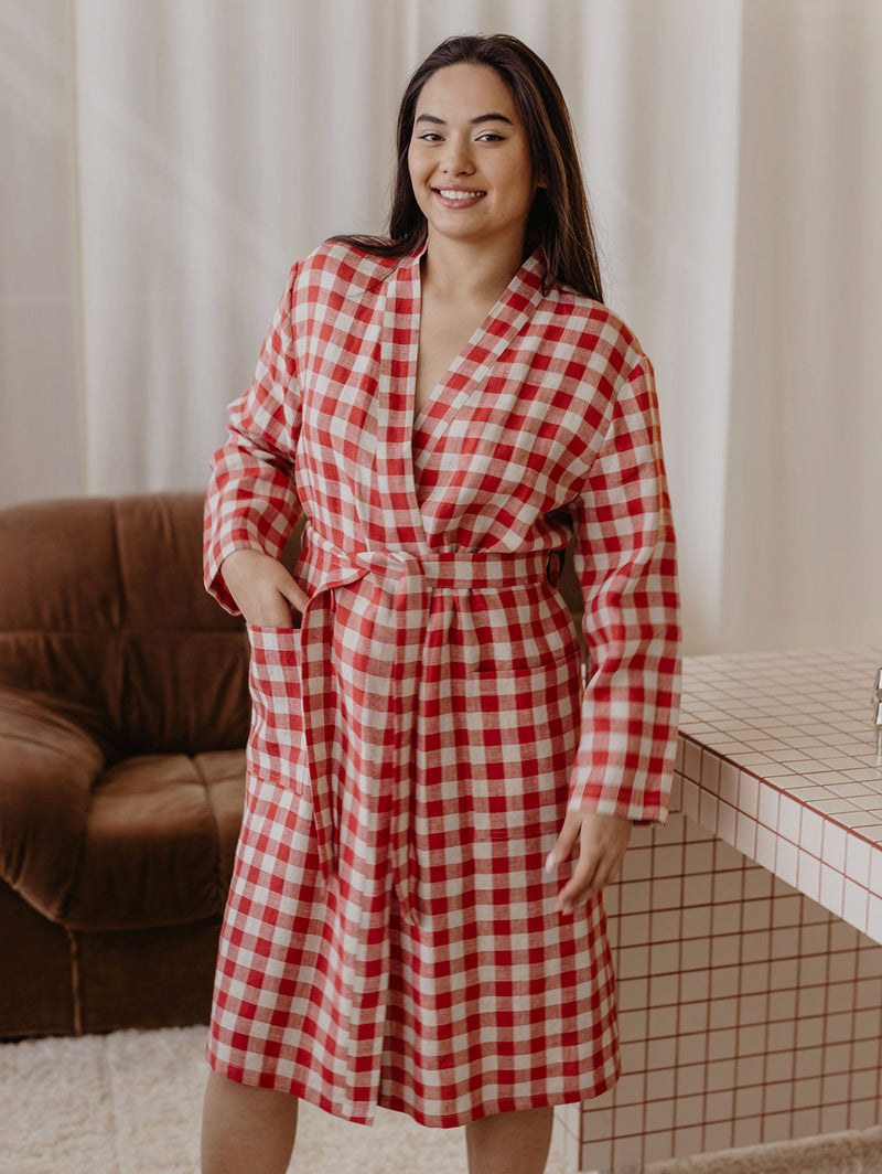 Delcia Women's Linen Bathrobe | Multiple Colours