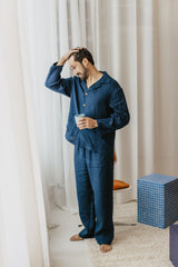 Immaculate Vegan - Perkunas Men's Linen Pyjama Set | Multiple Colours