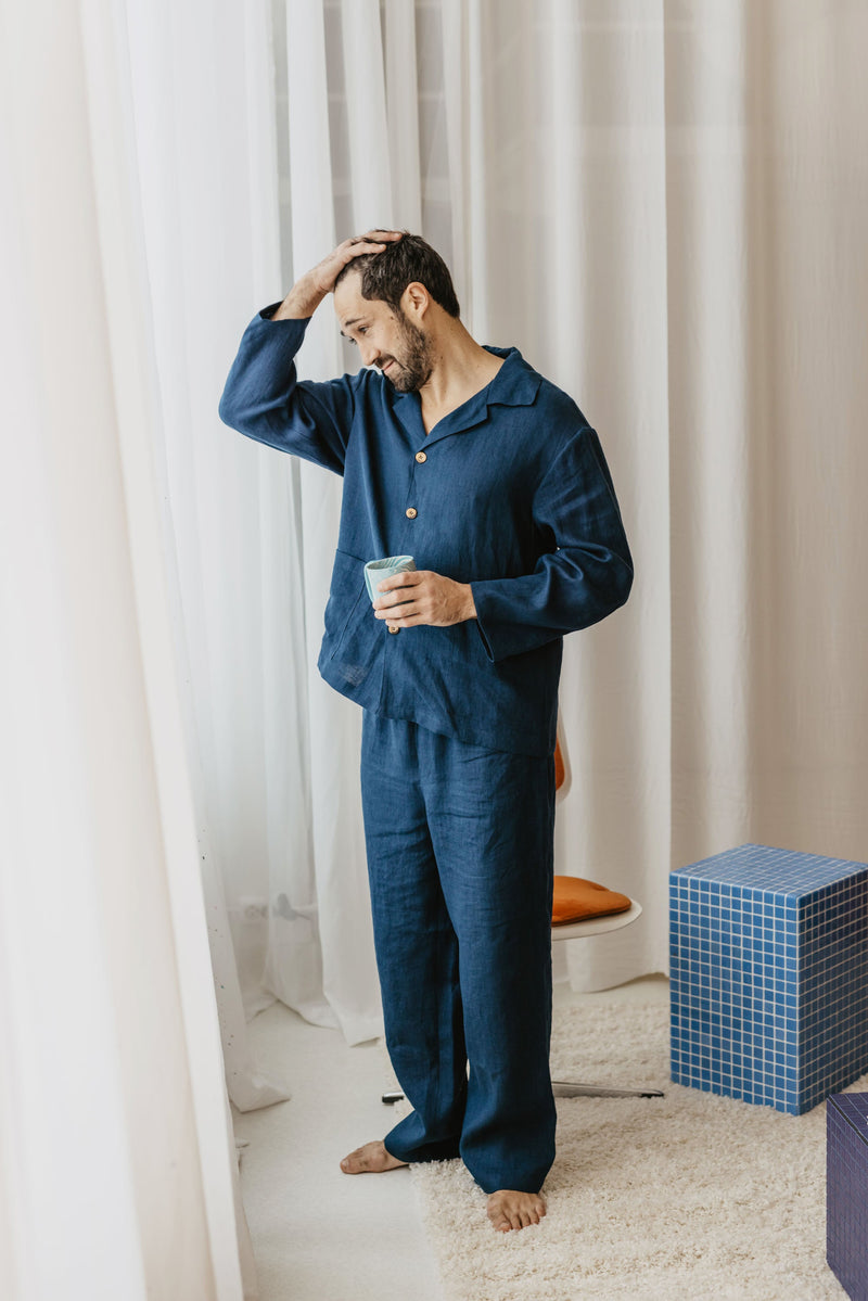 Laume Linen Perkunas Men's Linen Pyjama Set | Multiple Colours