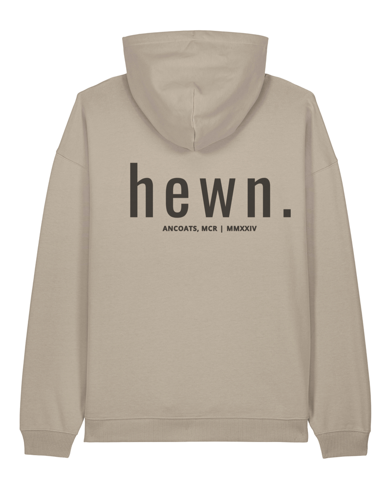 hewn. Mens Organic Cotton Signature Oversized Hoodie in Limestone Grey
