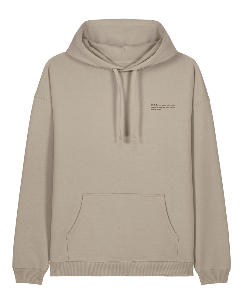 hewn. Mens Organic Cotton Signature Oversized Hoodie in Limestone Grey