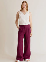 Immaculate Vegan - KOMODO Lion Women's Linen Trousers | Berry