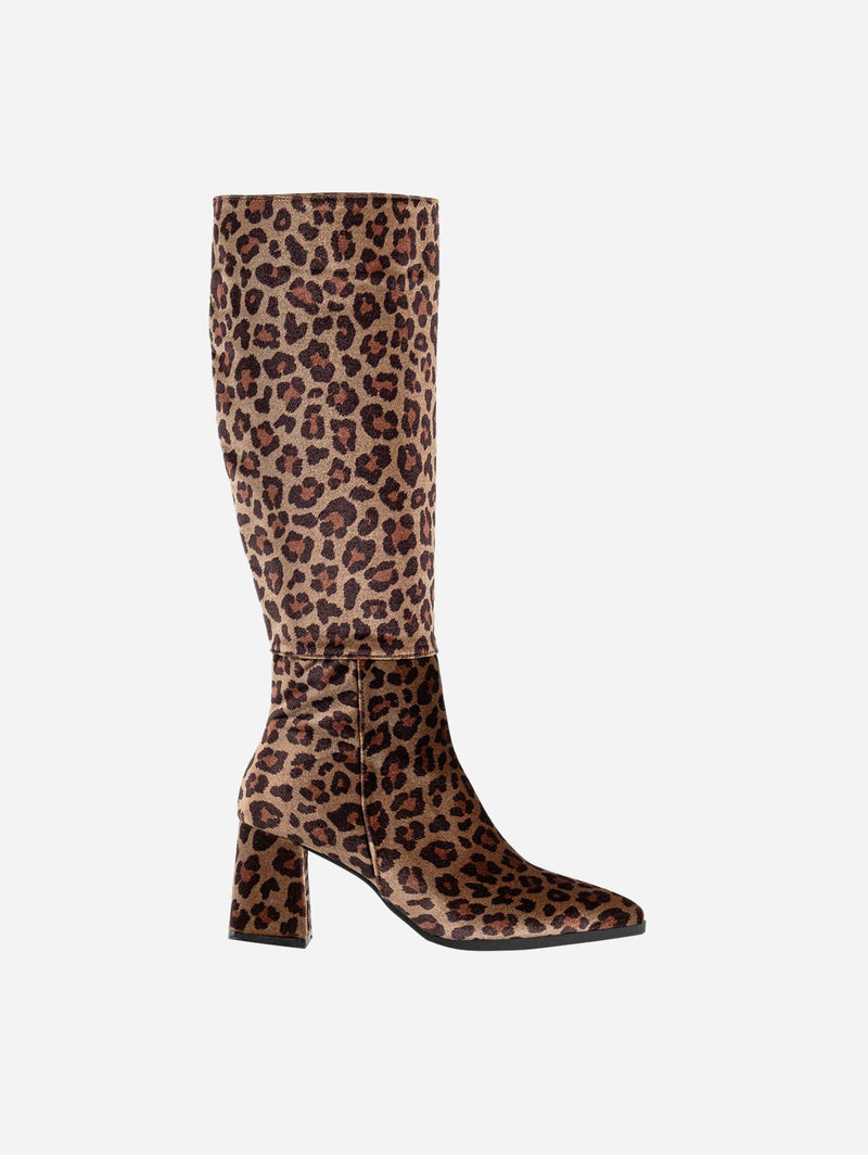 Liza Knee High Vegan Boot | Leopard Brown