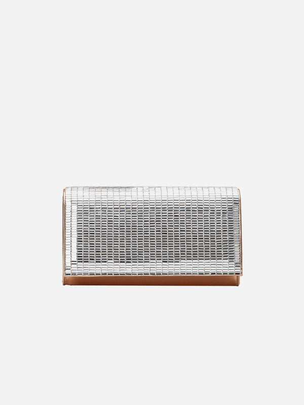 Lorena Vegan Horizontal Sequin Clutch | Silver