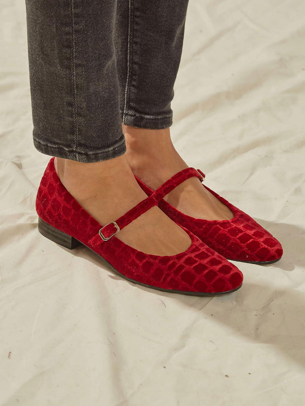 Coco Velvet Vegan Ballerinas | Fire