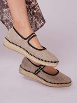 Immaculate Vegan - Padova Jute Vegan Flats | Black & Beige