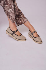 Immaculate Vegan - MOMOC Padova Jute Vegan Flats | Black & Beige